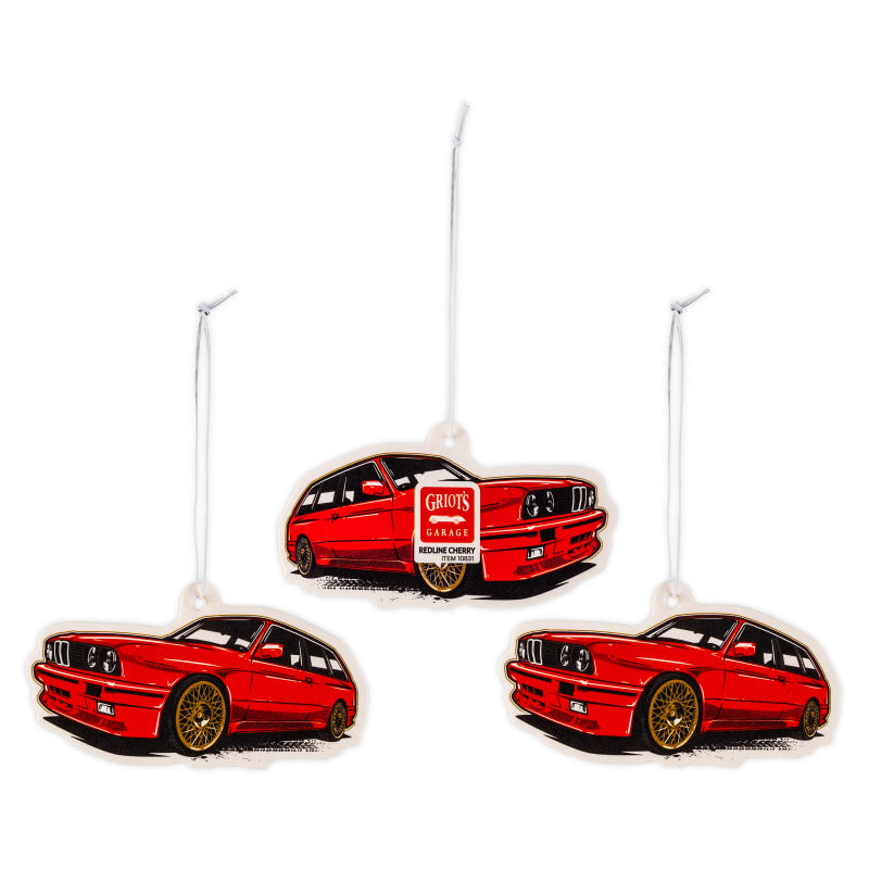 Griot's Garage Stinky-Be-Gone Hanging Air Freshener 3 Pack Redline Cherry, available at Auto Obsessed in Canada.